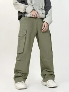 Manfinity EMRG Men Flap Pocket Side Cargo Pants - Army Green - View 5