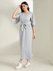 Mulvari 純色束帶合身洋裝