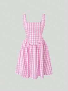 SHEIN Unity 格子圖案A字洋裝 - 彩色 - 查看 1