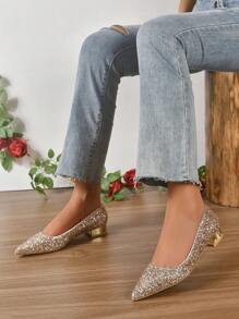 Showho Bride's Wedding Shoes With Crystal Decoration, Not Tiring & Chunky Heel, Two-way Wear In 2023 French Style