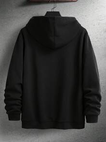 Men Spider And Letter Graphic Hoodie, For Halloween - Black - View 2
