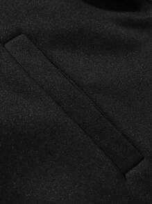 ROMWE MEN Prep 男士拼接字母印花夾克 - 黑與白 - 查看 5