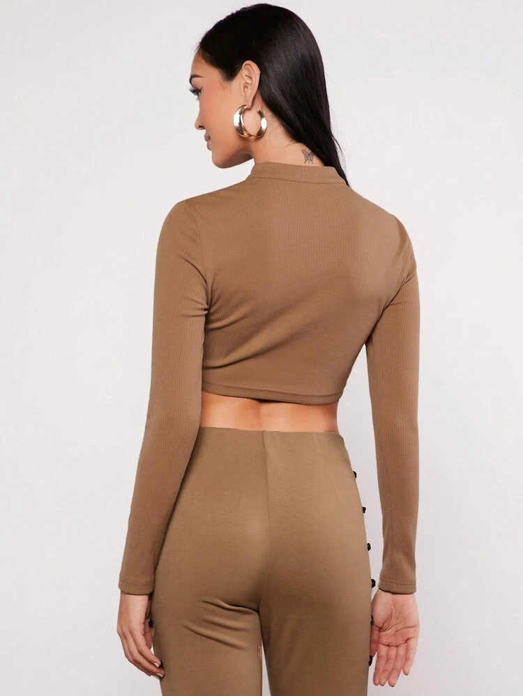 Cut Out Lace Up Front Crop Tee