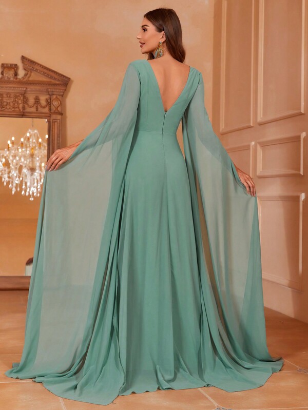 ExtraLong Sleeve Ruched Formal Dress SHEIN USA