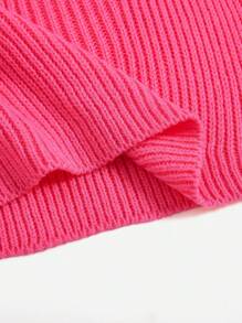 Flirla Plus Solid Ribbed Knit Top - Hot Pink - View 5