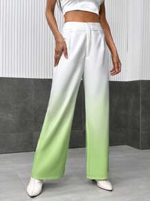 SHEIN Privé Ombre Wide Leg Pants - Multicolor - View 4