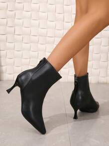 Women's Fashionable Comfortable Pointed Toe Stiletto Ankle Boots - Black - View 2