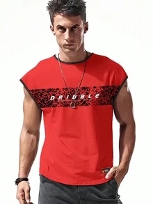 Manfinity Sport Corelite Men Letter Graphic Sports Tank Top - Red - View 3