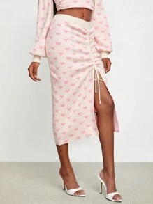 VNCIRCLE 设计师心形图案抽绳开叉大腿优雅毛衣裙，秋季，适合秋冬季，节日，派对，除夕， - 彩色 - 查看 3