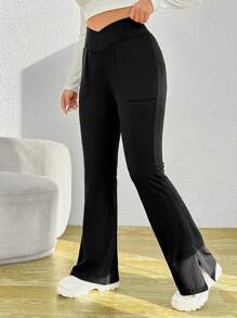 Solflare Plus Slant Pocket Split Hem Flare Leg Leggings