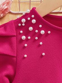 SHEIN 休閒珠子 珍珠純色女童（小）夾克