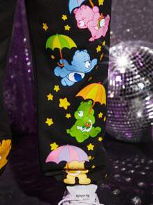 SHEIN X Care Bears Plus Cartoon Graphic Sweatpants - Black - View 3