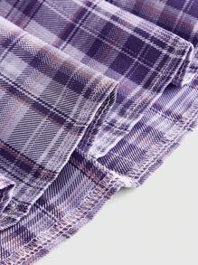 ROMWE J-Fashion Plaid Print Pleated Vintage Side Zipper Skirt