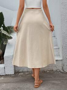 SHEIN VCAY Falda amplia con botón delantero