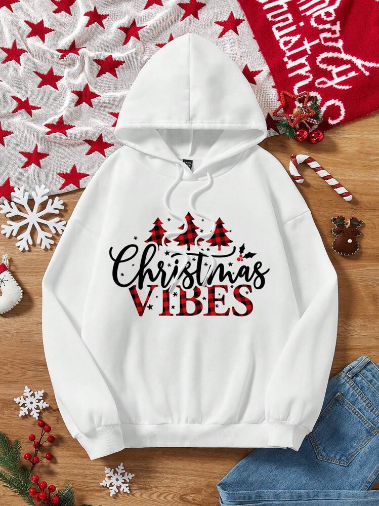 SHEIN LUNE סווטשירט נשים בגודל מזדמן ופשוט עם דפוס מצויר, מתאים לסתיו ולחורף - לבן - ראה 1