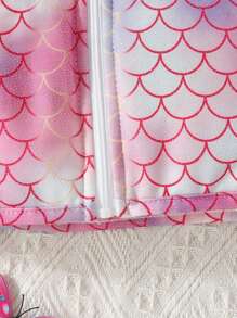 Baby Girl Fish Scales Print Zip Up Coat - Pink - View 4