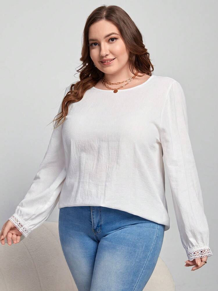 Plus Guipure Lace Insert Blouse