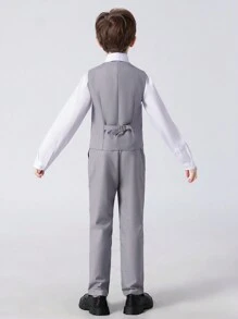 Bộ vest 2 món cho bé trai Bộ vest cho trẻ mới biết đi Bộ vest cho người mang nhẫn Bộ vest cưới Quần vest trang trọng cho trẻ em Màu xám nhạt Kích thước 4-14 tuổi - Màu Xám nhạt - Xem 2
