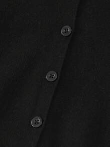 Tween Boy Letter Pattern Button Front Cardigan - Black and White - View 5