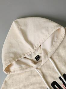 Manfinity Campus Court Áo hoodie dây rút có họa tiết chữ Kangaroo dành cho nam - Màu be - Xem 3