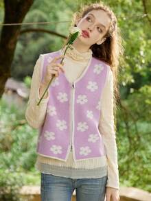 Chalecos de Punto para Mujer - Morado - Ver 3