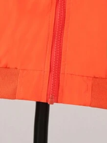Young Boy Slogan & Expression Print Bomber Jacket - Orange - View 4