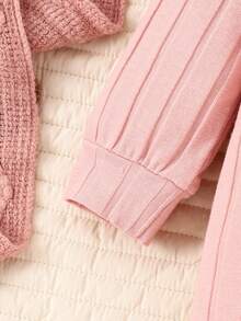 Bebé niña Mono ribete con fruncido con botón delantero con banda cabeza - Rosa vieja - Ver 7