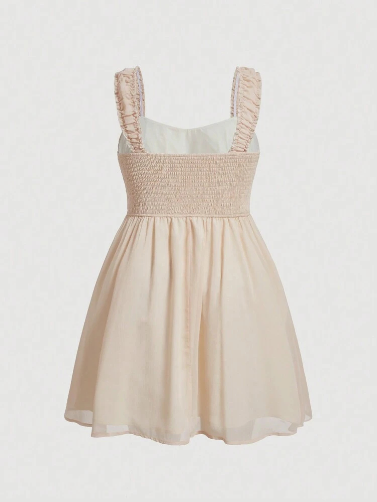 Plus Lace Up Front Ruched Bust Dress