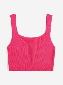 Flirla Plus Solid Ribbed Knit Top - Hot Pink - View 3