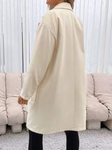 SHEIN Maternidad Abrigo con hombros caídos y dos bolsillos con cuello de solapa