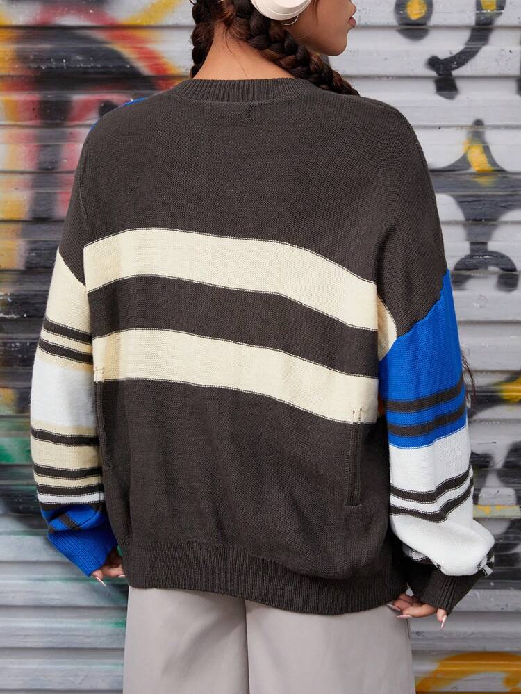 Colorblock Drop Shoulder Sweater