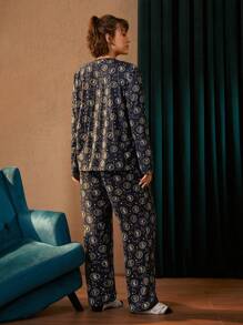 HARRY POTTER X SHEIN Plus Allover Print PJ Set - Royal Blue - View 2