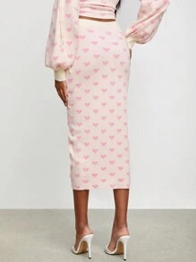 VNCIRCLE 设计师心形图案抽绳开叉大腿优雅毛衣裙，秋季，适合秋冬季，节日，派对，除夕， - 彩色 - 查看 4