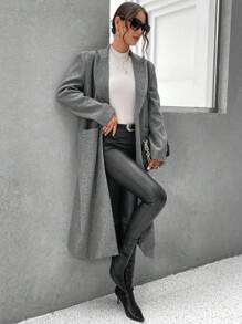 SHEIN Essnce Manteau Col À Revers Avec Poches