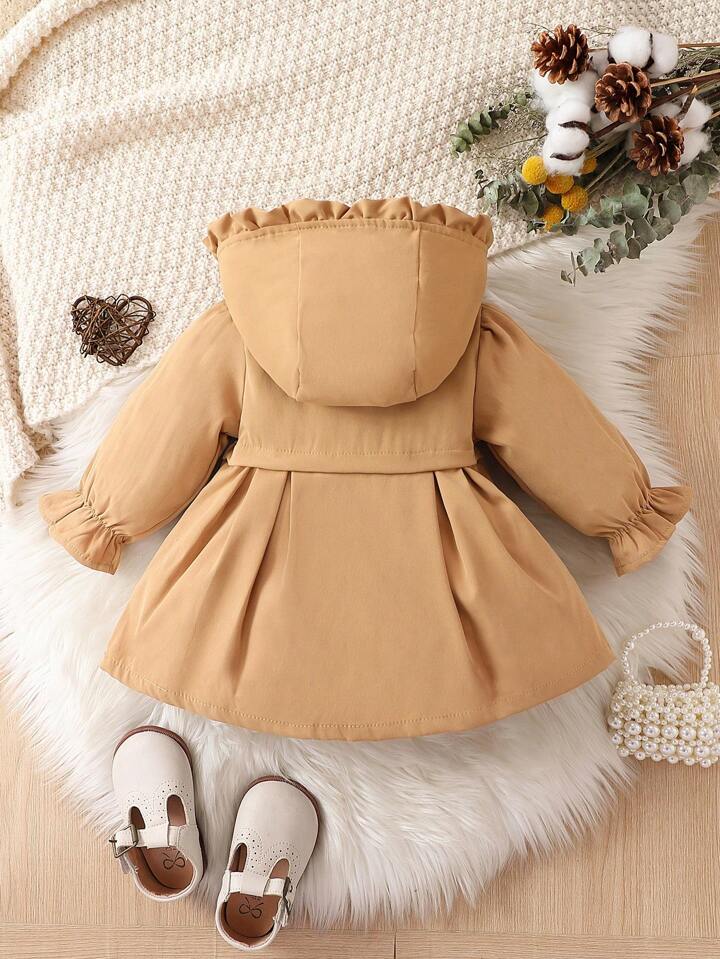Baby Girl Floral Print Flare Sleeve Hooded Trench Coat SHEIN USA