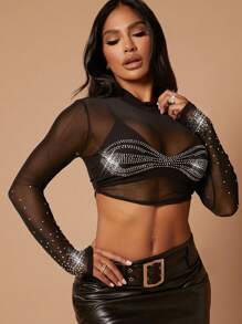SHEIN SXY Atasan Wanita - Hitam - View 1