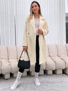SHEIN Maternidad Abrigo con hombros caídos y dos bolsillos con cuello de solapa