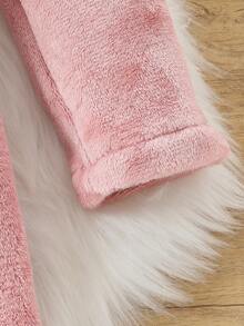 Cô gái Tween Thiết kế tai 3D áo có mũ Thắt lưng Flannel Áo choàng ngủ - Bụi hồng - Xem 6