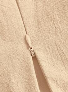 SHEIN EZwear Camicia corta con tasche a patta, top a maniche corte - Albicocca - Visualizzare 3