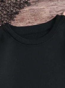 SHEIN Unity Hơn Bản in Halloween Lót nhiệt Áo nỉ - màu đen - Xem 3