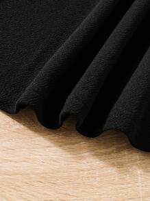 SHEIN 女大童蕾絲拼接彼得潘領洋裝 - 黑色 - 查看 7