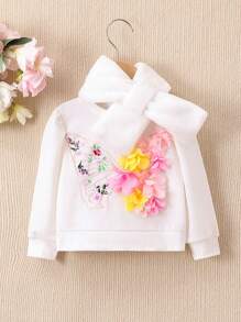 女嬰花卉刺繡貼花運動衫和圍巾 - 彩色 - 查看 1