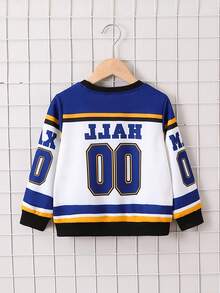 Chico joven Sudadera con estampado de letra de color combinado - Multicolor - Ver 2