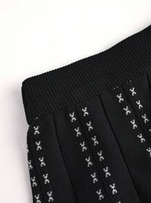 SHEIN LUNE Plus Flare Hem Knit Skirt Winter Fall Autumn - Black - View 3