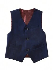 小男孩返校 4入組背心套裝 - 幼兒背心、褲子、襯衫、領帶 - 藍白色 - 查看 6