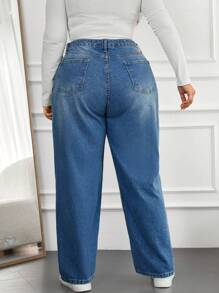 EURMUSE Plus blugi casual loose fit - Albastru - Vizualizare 2