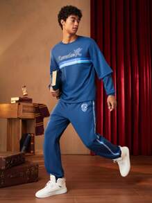 HARRY POTTER X SHEIN 男士字母圖案落肩袖衛衣和衛褲 - 彩色 - 查看 5