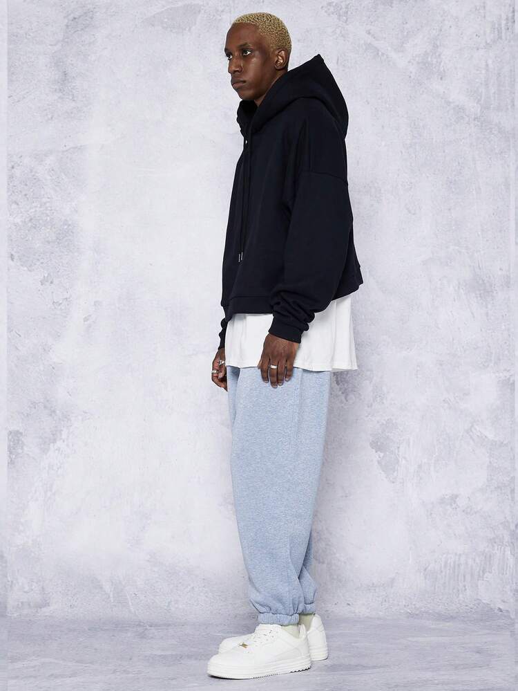 SUMWON Áo hoodie trùm đầu Boxy Fit nặng 340 Gsm - màu đen - Xem 2