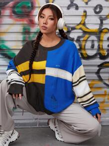 SHEIN PETITE Pullover mit Farbblock, Drop Shoulder - Verschiedenfarbig - Übersicht 1