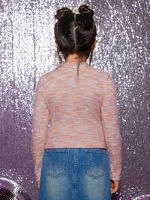 SHEIN X Care Bears 補間女孩卡通圖案段染短款T恤 - 粉色 - 查看 2